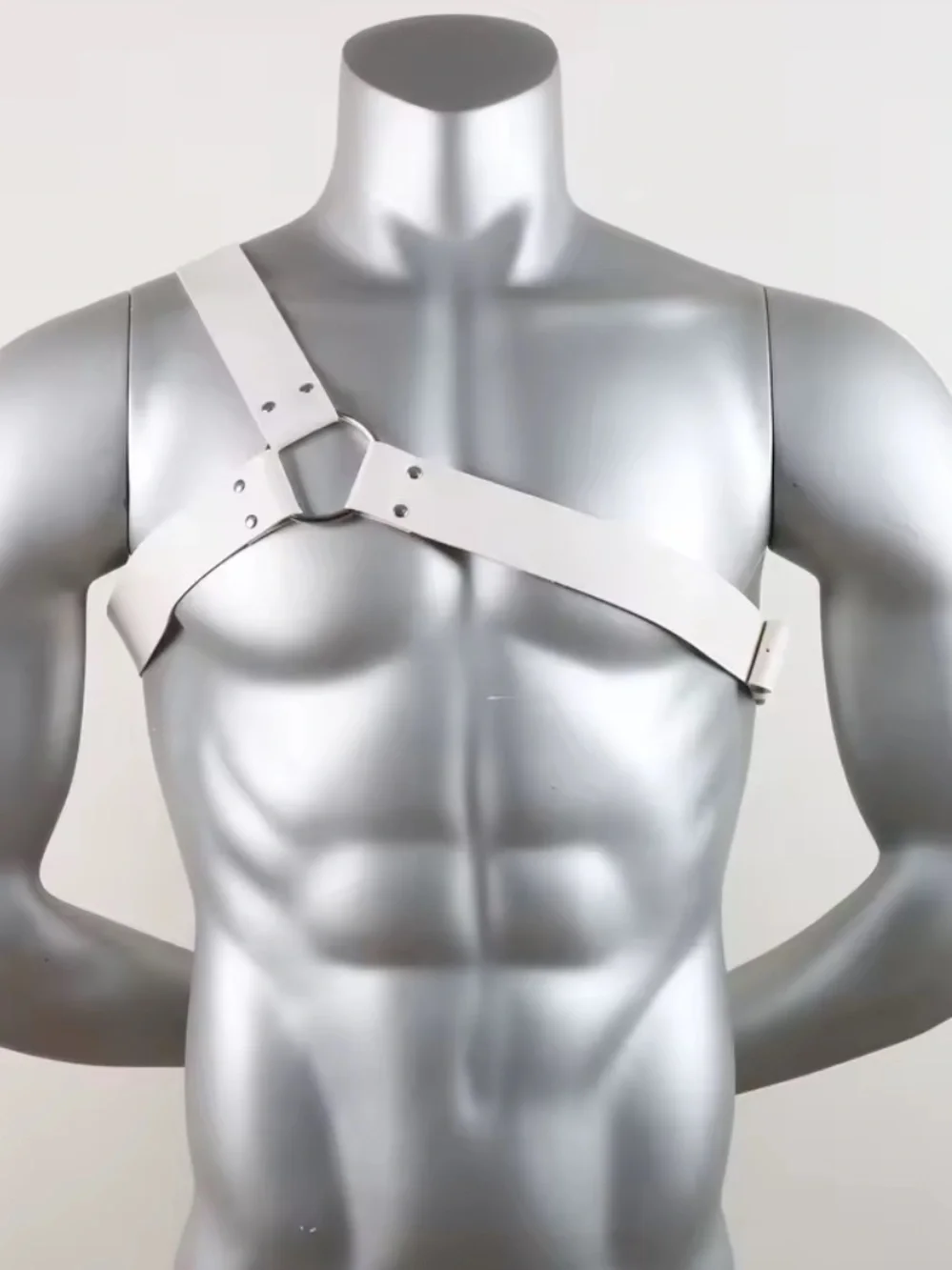 White Leather Chest Harness Strap for Men - New